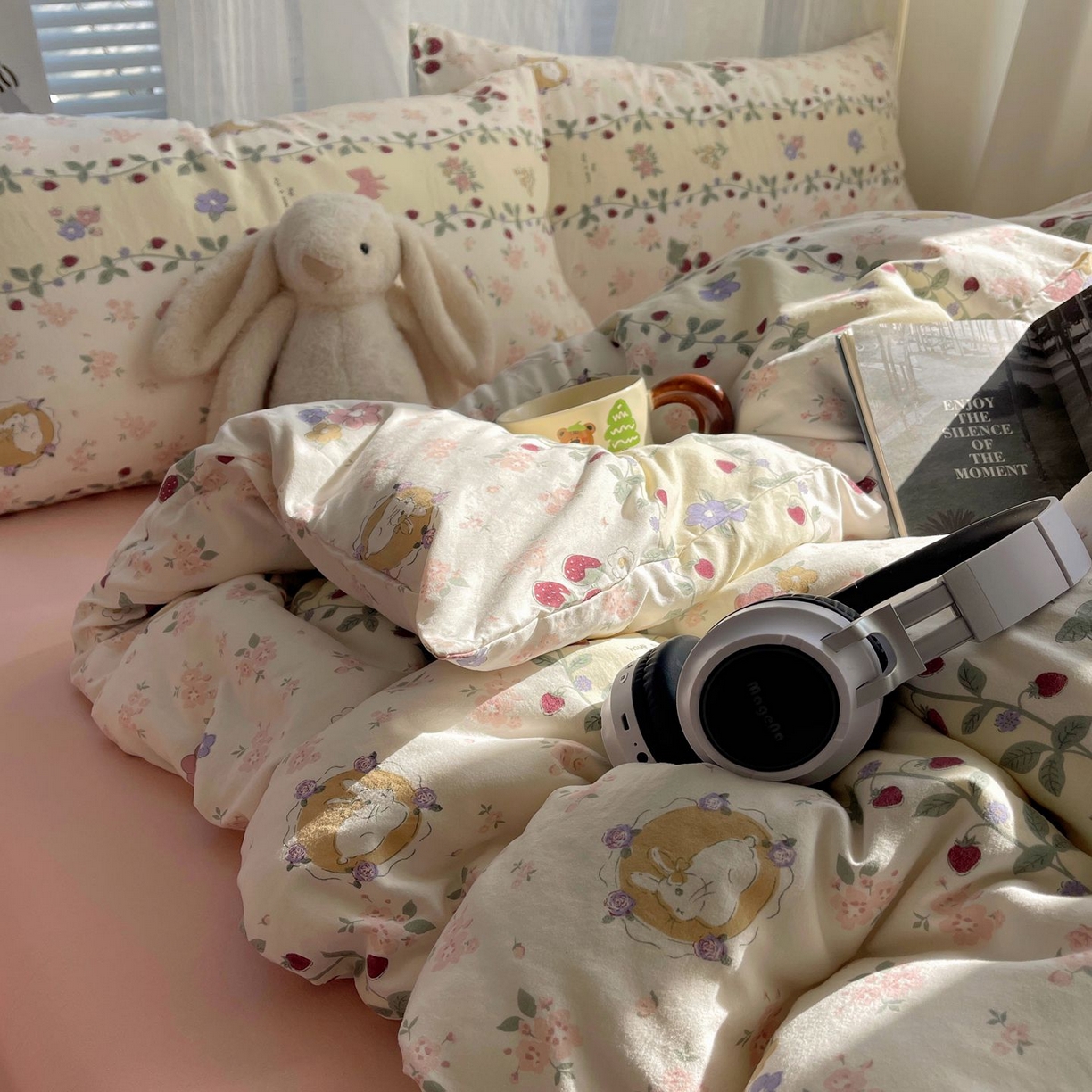 91家纺网 家纺一手货源 找家纺 初念 2026新款A类小清新古法简约水洗棉四件套 奶味圆饼