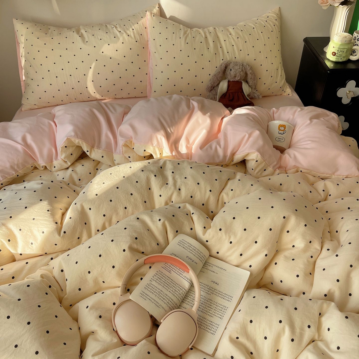 91家纺网 家纺一手货源 找家纺 初念 2026新款A类小清新古法简约水洗棉四件套 汤圆米