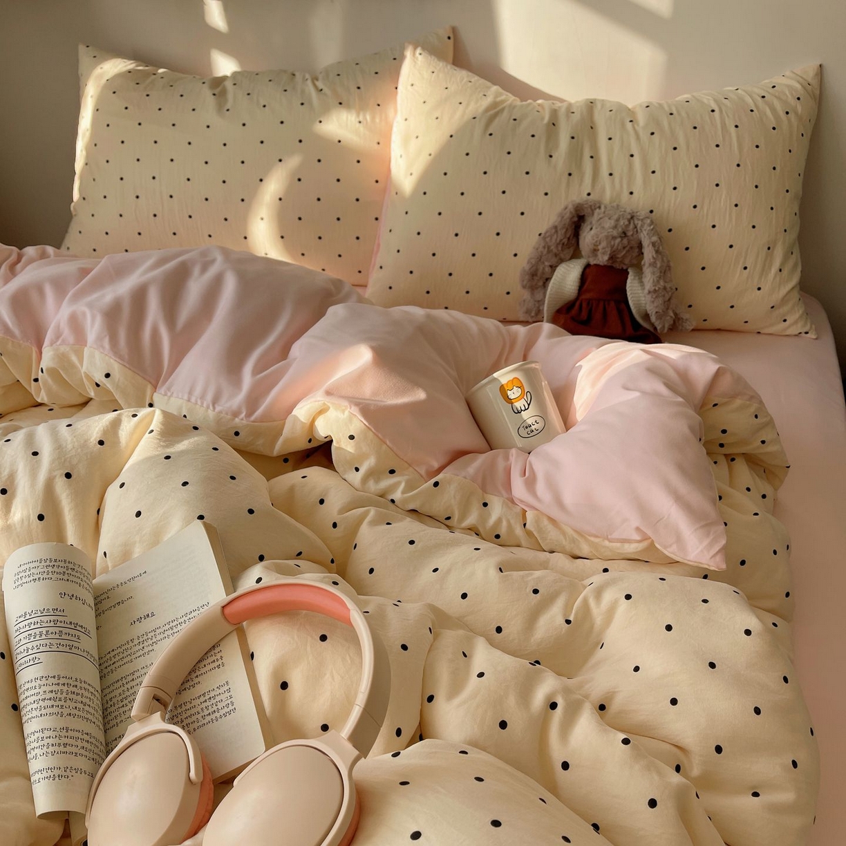 91家纺网 家纺一手货源 找家纺 初念 2026新款A类小清新古法简约水洗棉四件套 汤圆米