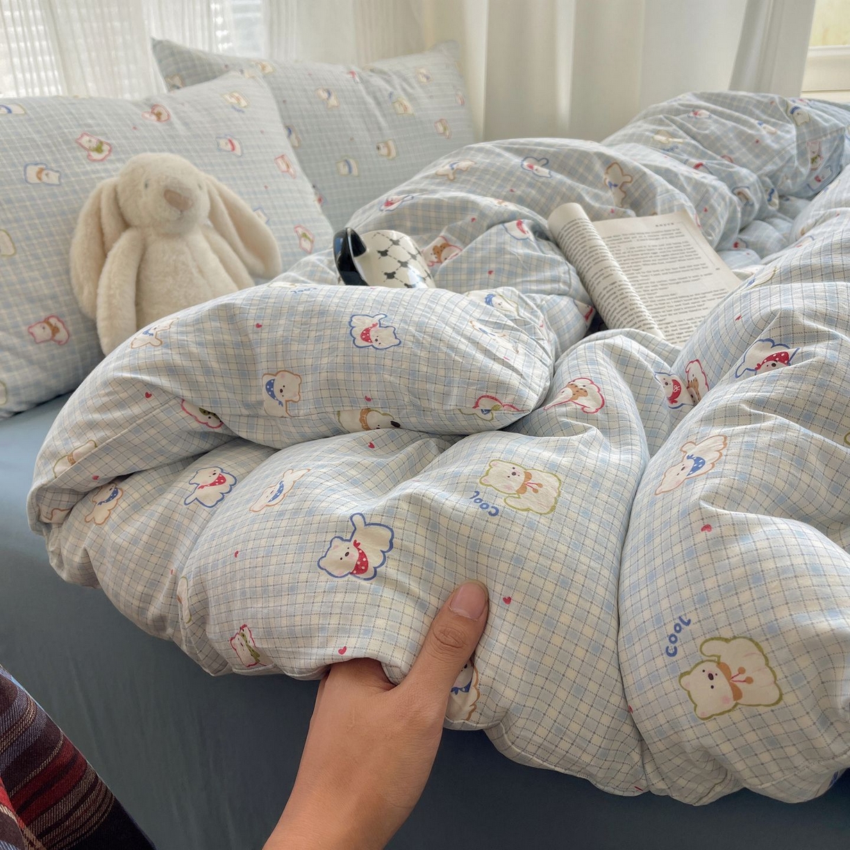 91家纺网 家纺一手货源 找家纺 初念 2026新款A类小清新古法简约水洗棉四件套 特萌西高地