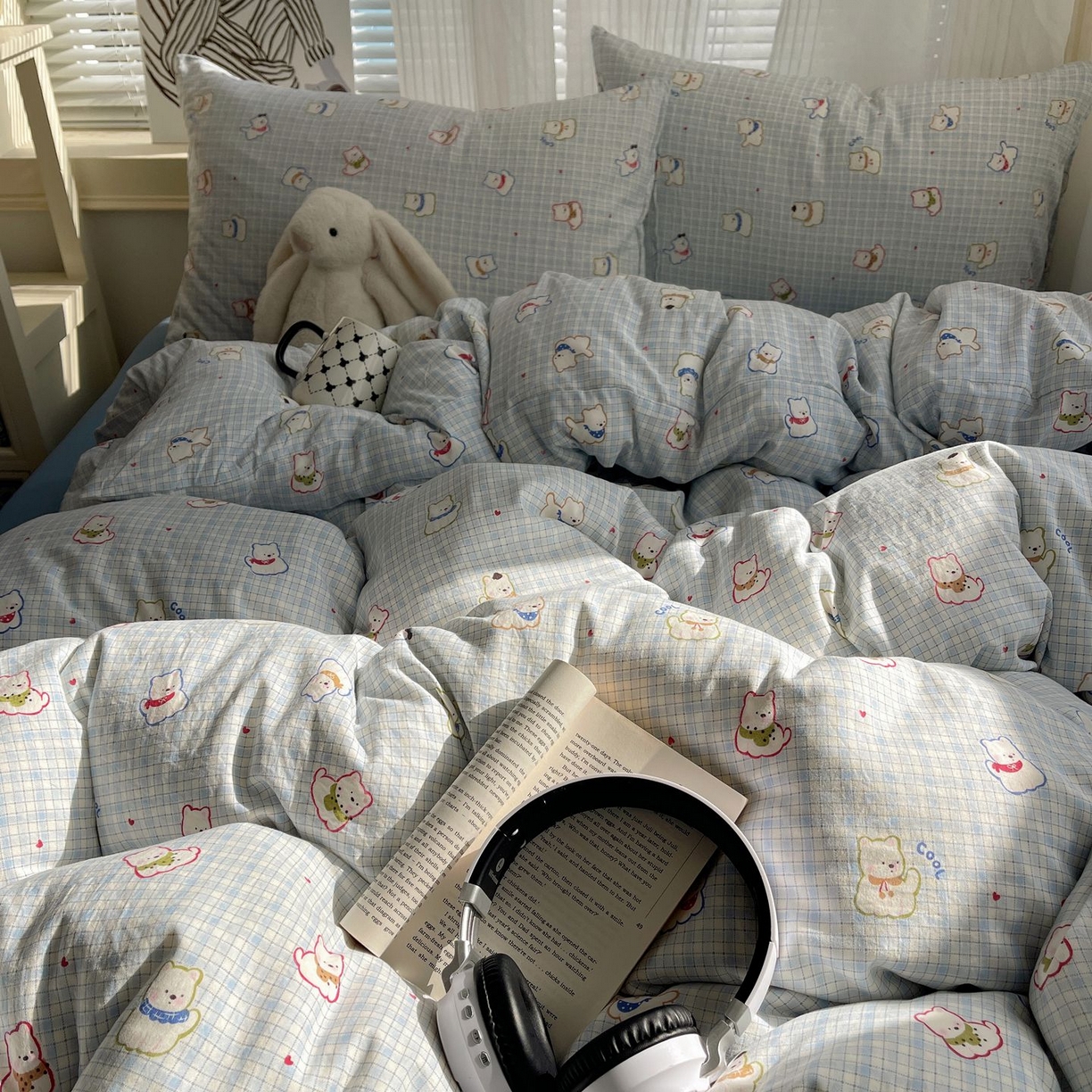 91家纺网 家纺一手货源 找家纺 初念 2026新款A类小清新古法简约水洗棉四件套 特萌西高地