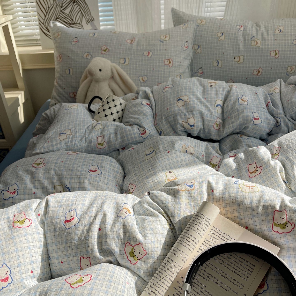 91家纺网 家纺一手货源 找家纺 初念 2026新款A类小清新古法简约水洗棉四件套 特萌西高地