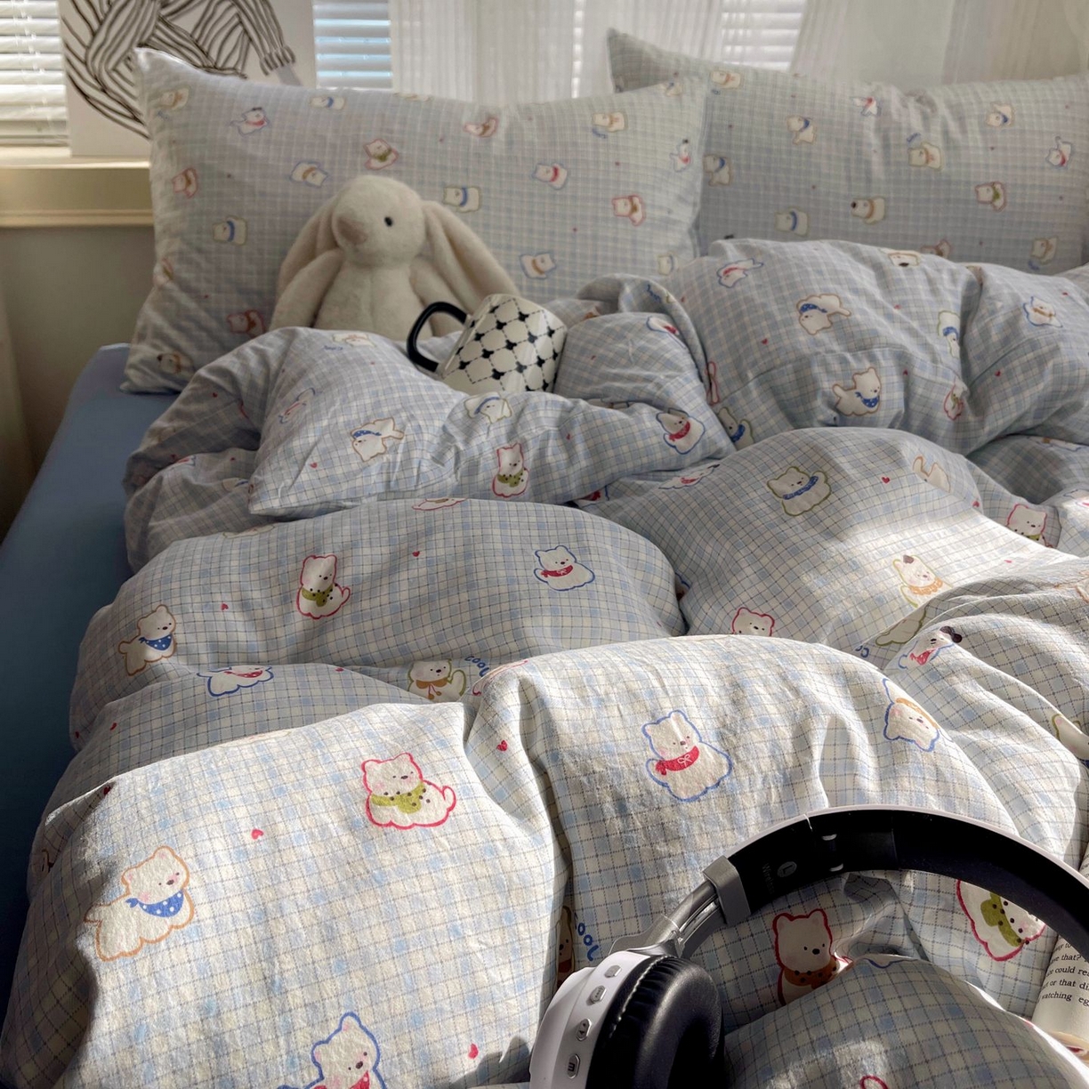 91家纺网 家纺一手货源 找家纺 初念 2026新款A类小清新古法简约水洗棉四件套 特萌西高地