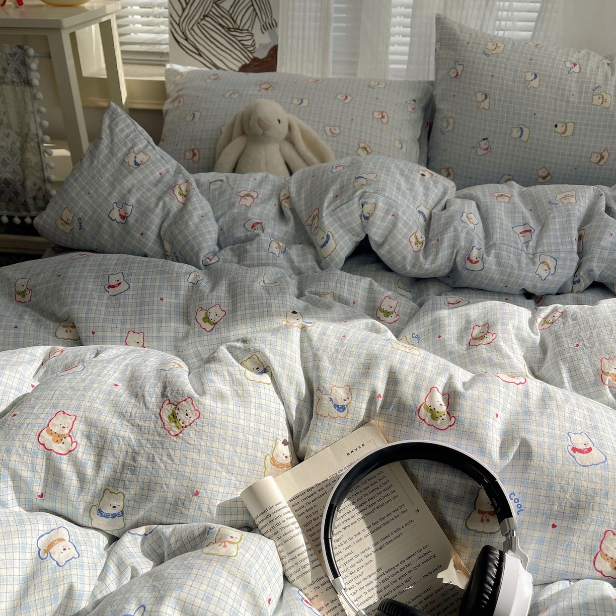 91家纺网 家纺一手货源 找家纺 初念 2026新款A类小清新古法简约水洗棉四件套 特萌西高地