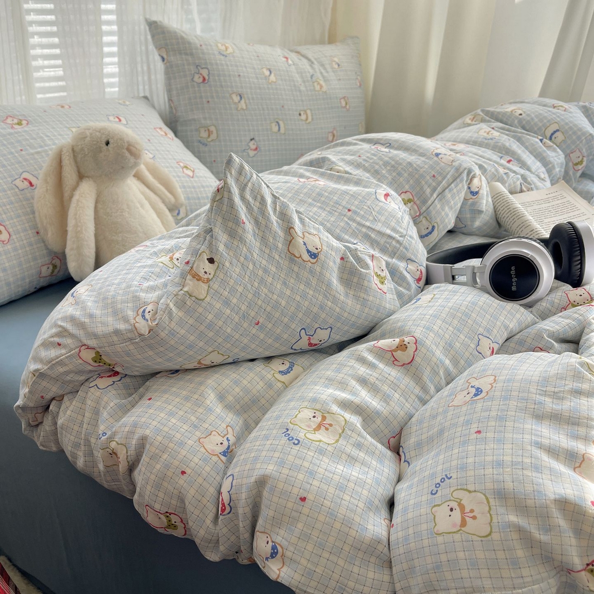 91家纺网 家纺一手货源 找家纺 初念 2026新款A类小清新古法简约水洗棉四件套 特萌西高地