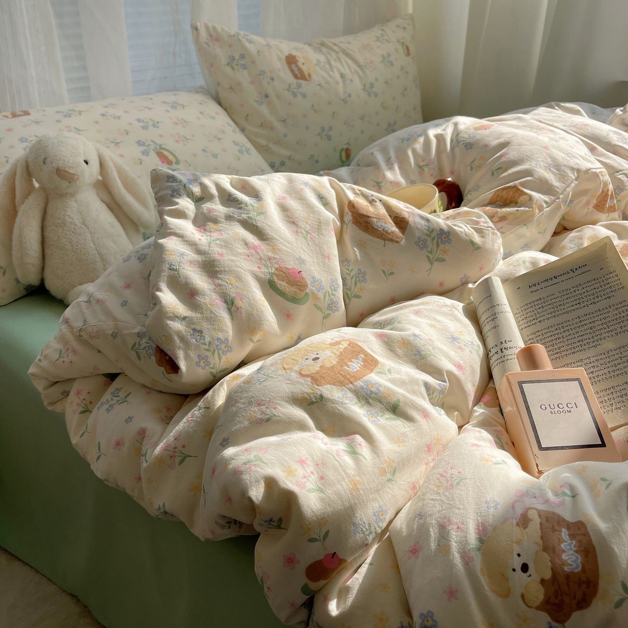 91家纺网 家纺一手货源 找家纺 初念 2026新款A类小清新古法简约水洗棉四件套 午后时光