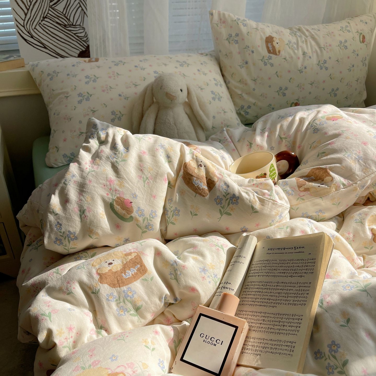 91家纺网 家纺一手货源 找家纺 初念 2026新款A类小清新古法简约水洗棉四件套 午后时光