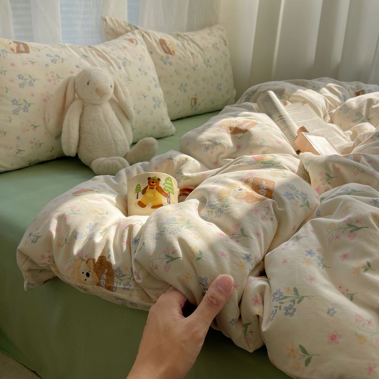 91家纺网 家纺一手货源 找家纺 初念 2026新款A类小清新古法简约水洗棉四件套 午后时光