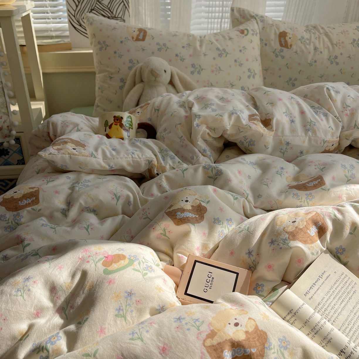 91家纺网 家纺一手货源 找家纺 初念 2026新款A类小清新古法简约水洗棉四件套 午后时光