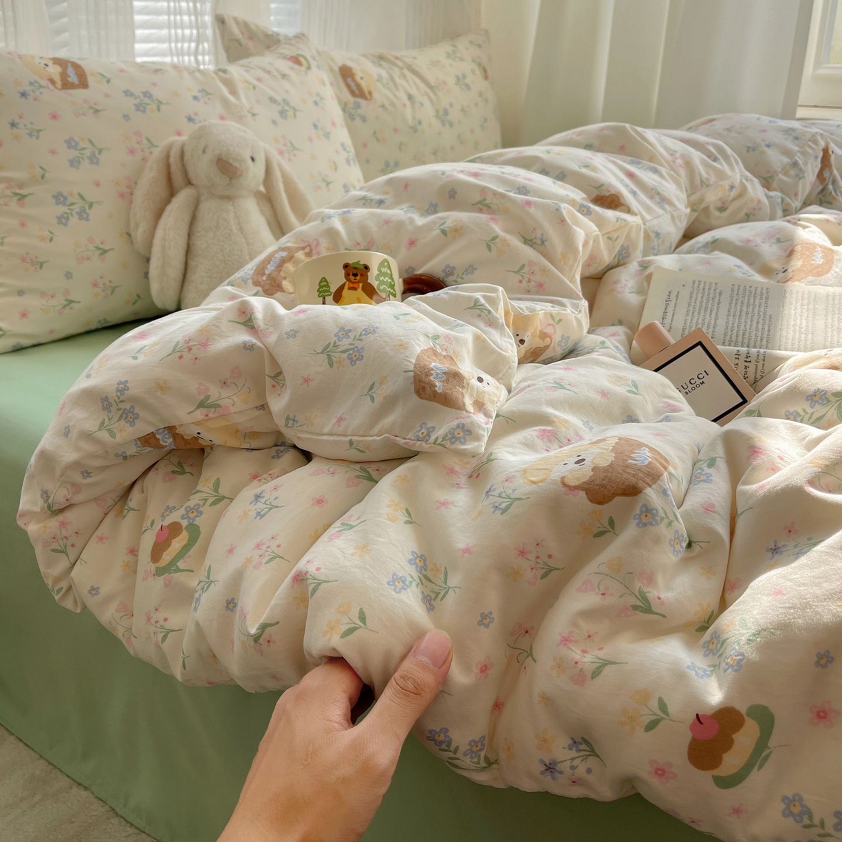 91家纺网 家纺一手货源 找家纺 初念 2026新款A类小清新古法简约水洗棉四件套 午后时光