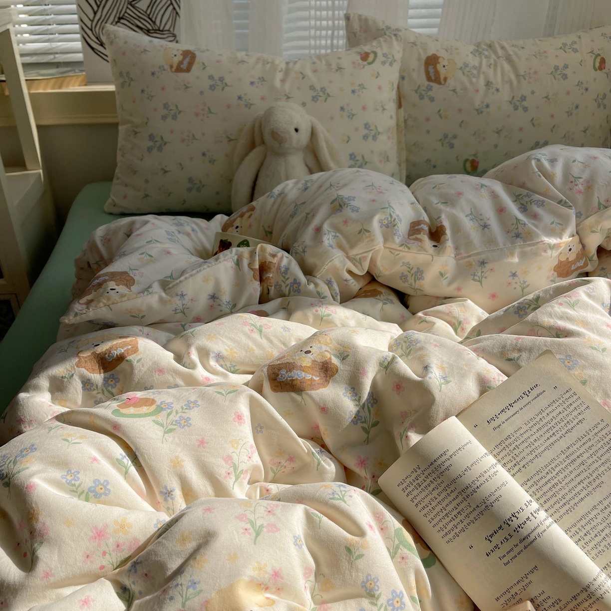 91家纺网 家纺一手货源 找家纺 初念 2026新款A类小清新古法简约水洗棉四件套 午后时光