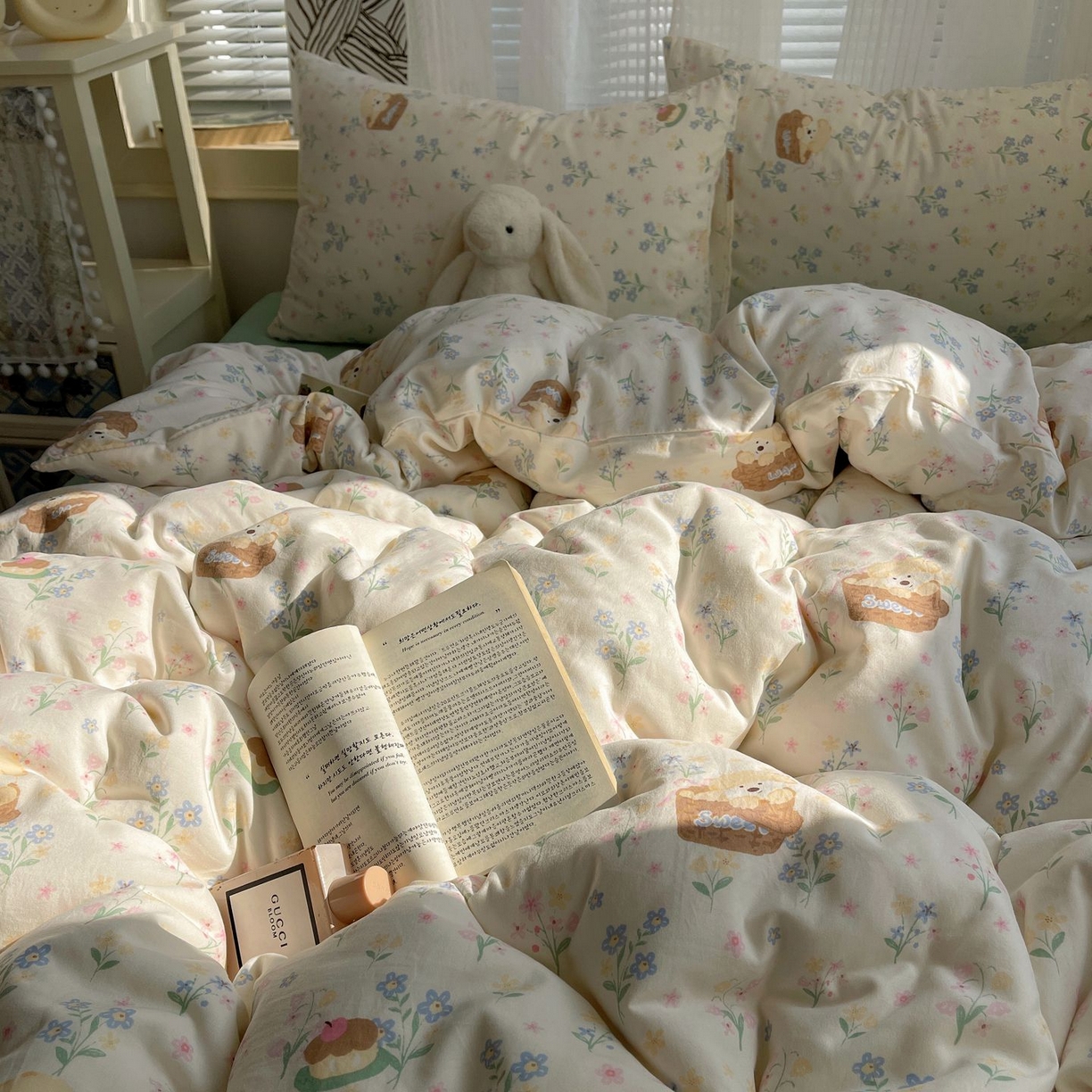 91家纺网 家纺一手货源 找家纺 初念 2026新款A类小清新古法简约水洗棉四件套 午后时光