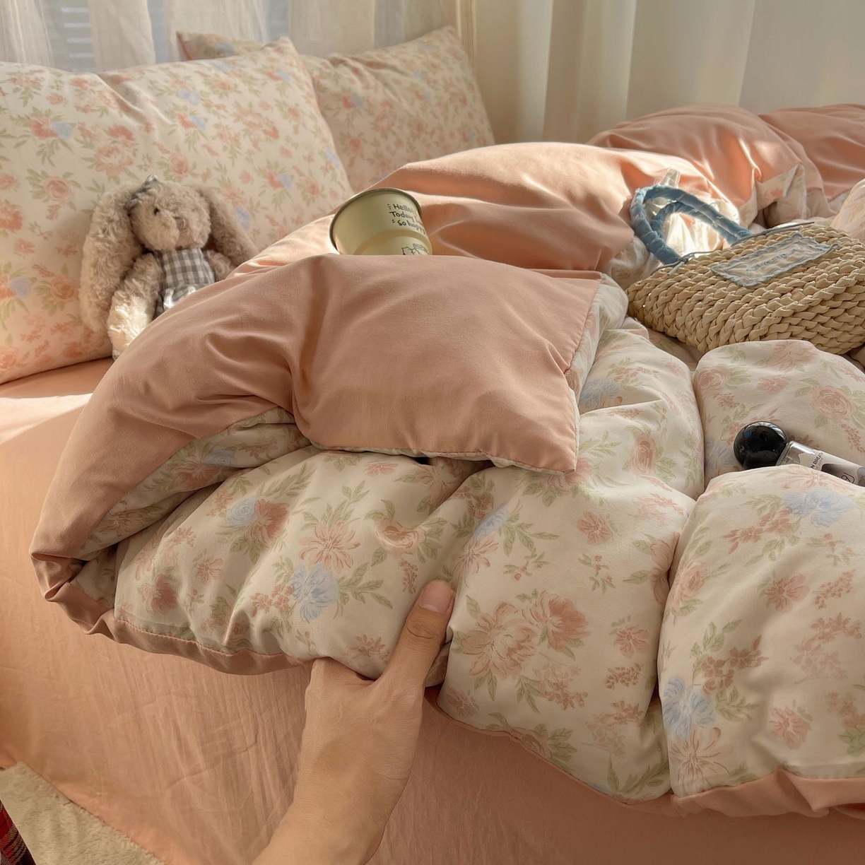 91家纺网 家纺一手货源 找家纺 初念 2026新款A类小清新古法简约水洗棉四件套 小芙雨