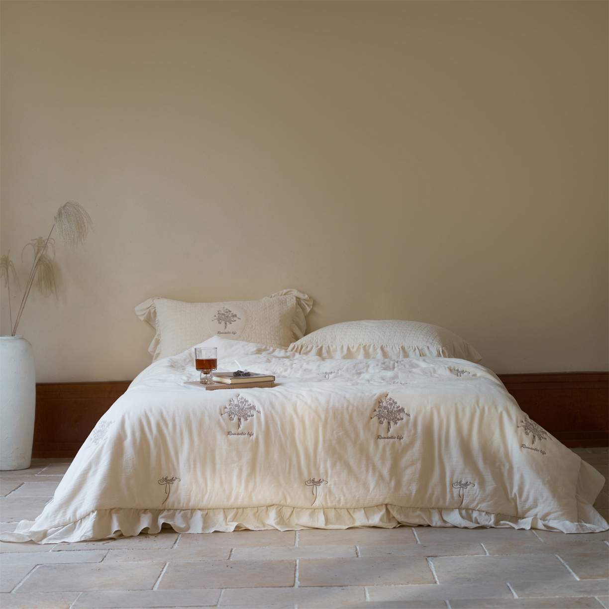 上喜 2026新款多功能夏被床盖四件套浪漫生活 浪漫生活-米色