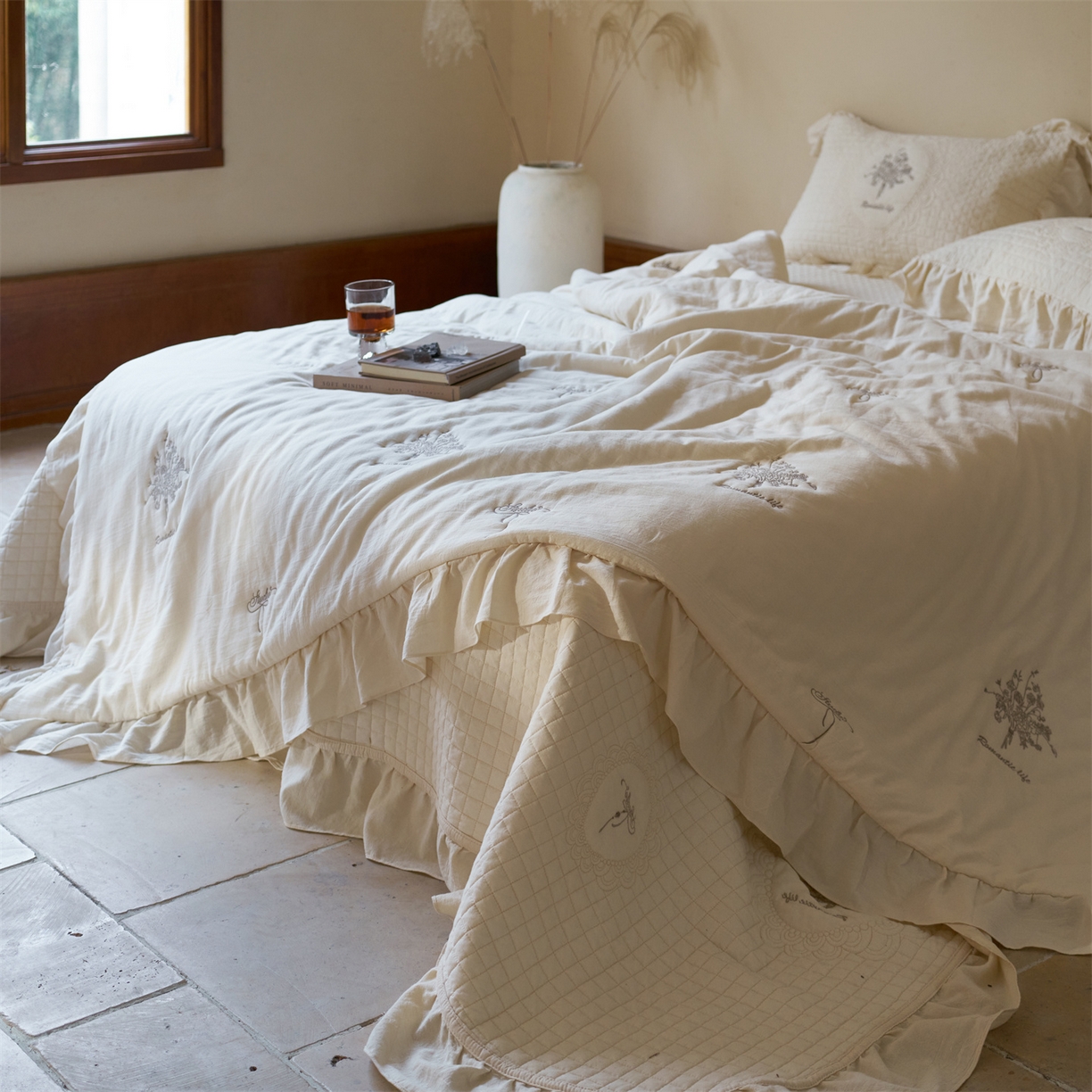 91家纺网 家纺一手货源 找家纺 上喜 2026新款多功能夏被床盖四件套浪漫生活 浪漫生活-米色