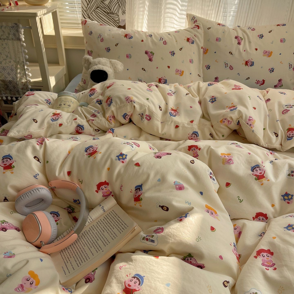 91家纺网 家纺一手货源 找家纺 初念 2026新款A类小清新古法简约水洗棉四件套 小新控