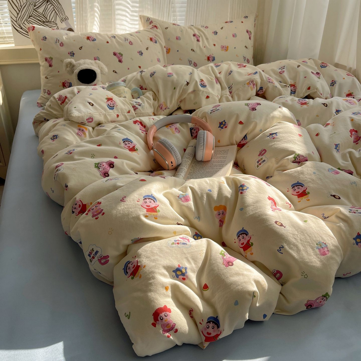 91家纺网 家纺一手货源 找家纺 初念 2026新款A类小清新古法简约水洗棉四件套 小新控