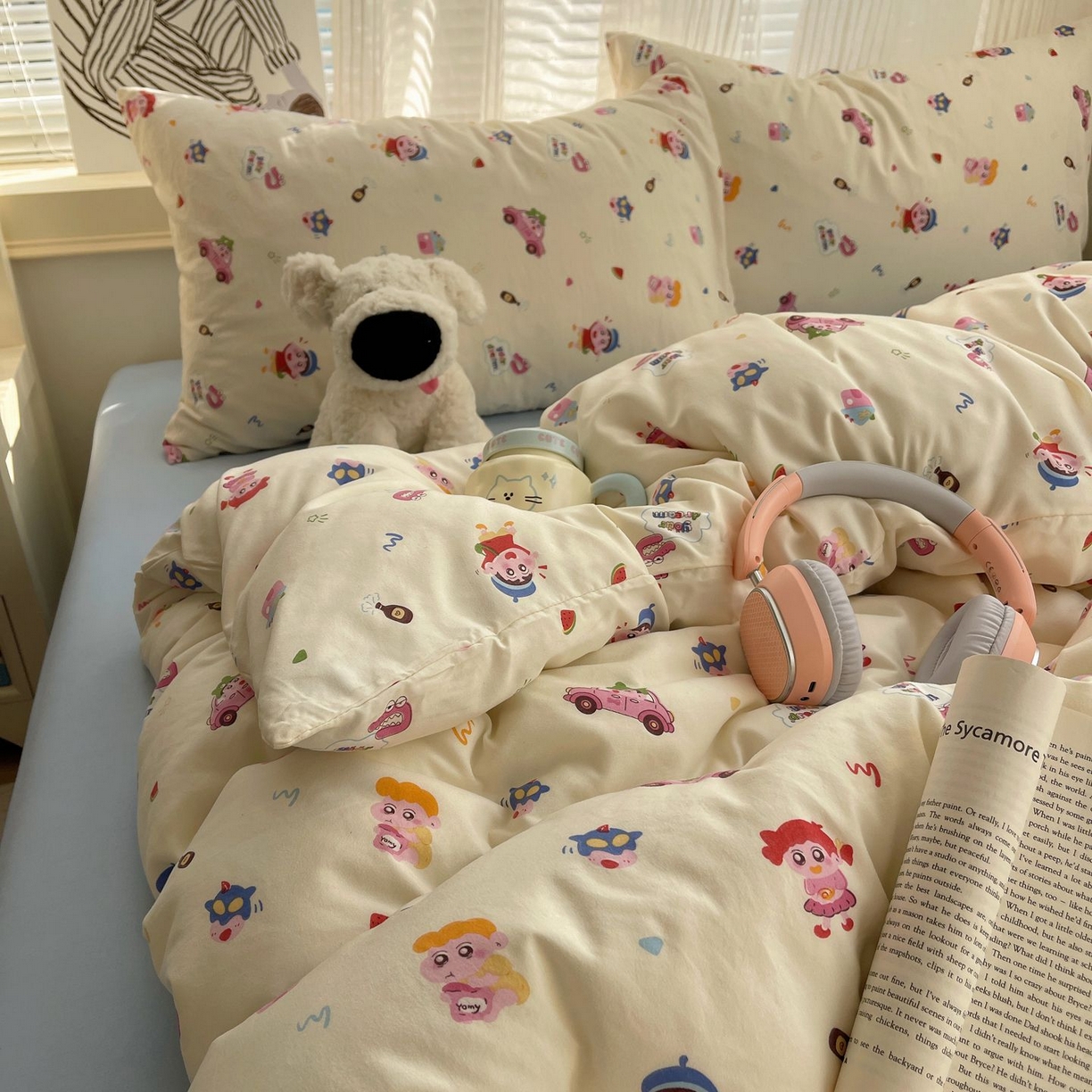 91家纺网 家纺一手货源 找家纺 初念 2026新款A类小清新古法简约水洗棉四件套 小新控