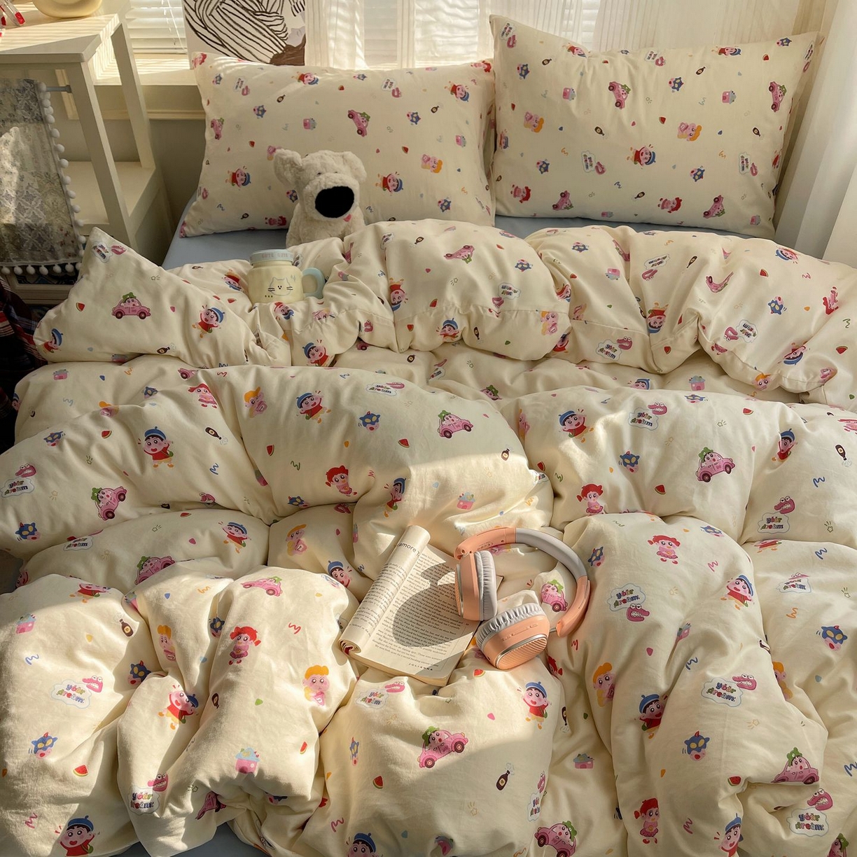 91家纺网 家纺一手货源 找家纺 初念 2026新款A类小清新古法简约水洗棉四件套 小新控