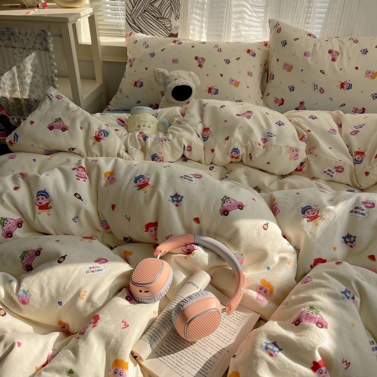 91家纺网 家纺一手货源 找家纺 初念 2026新款A类小清新古法简约水洗棉四件套 小新控