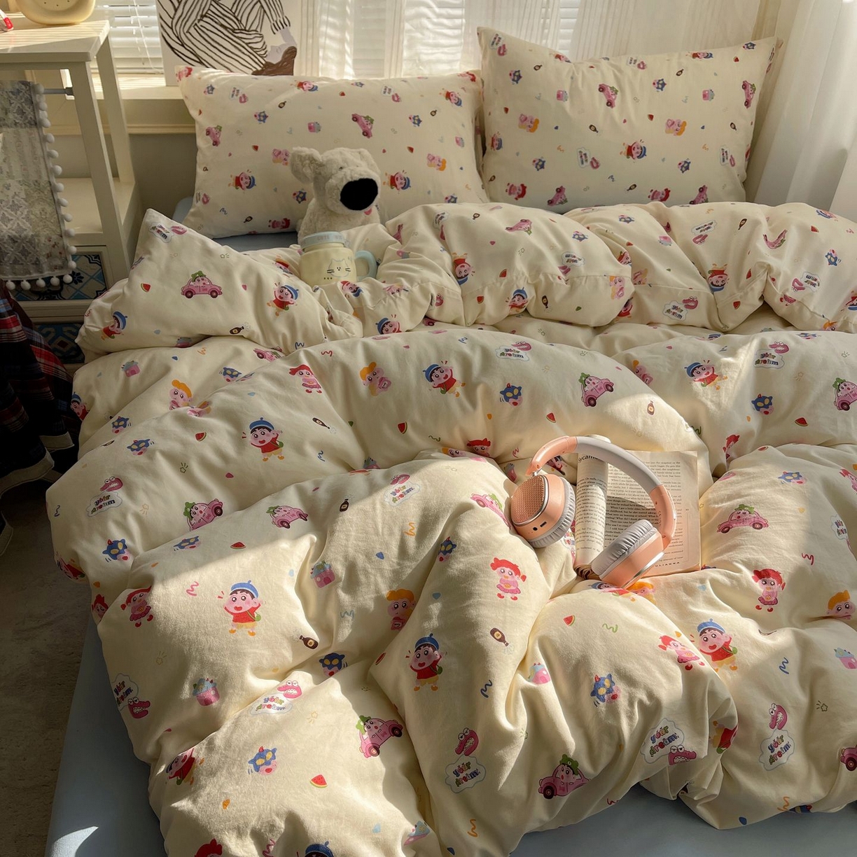 91家纺网 家纺一手货源 找家纺 初念 2026新款A类小清新古法简约水洗棉四件套 小新控