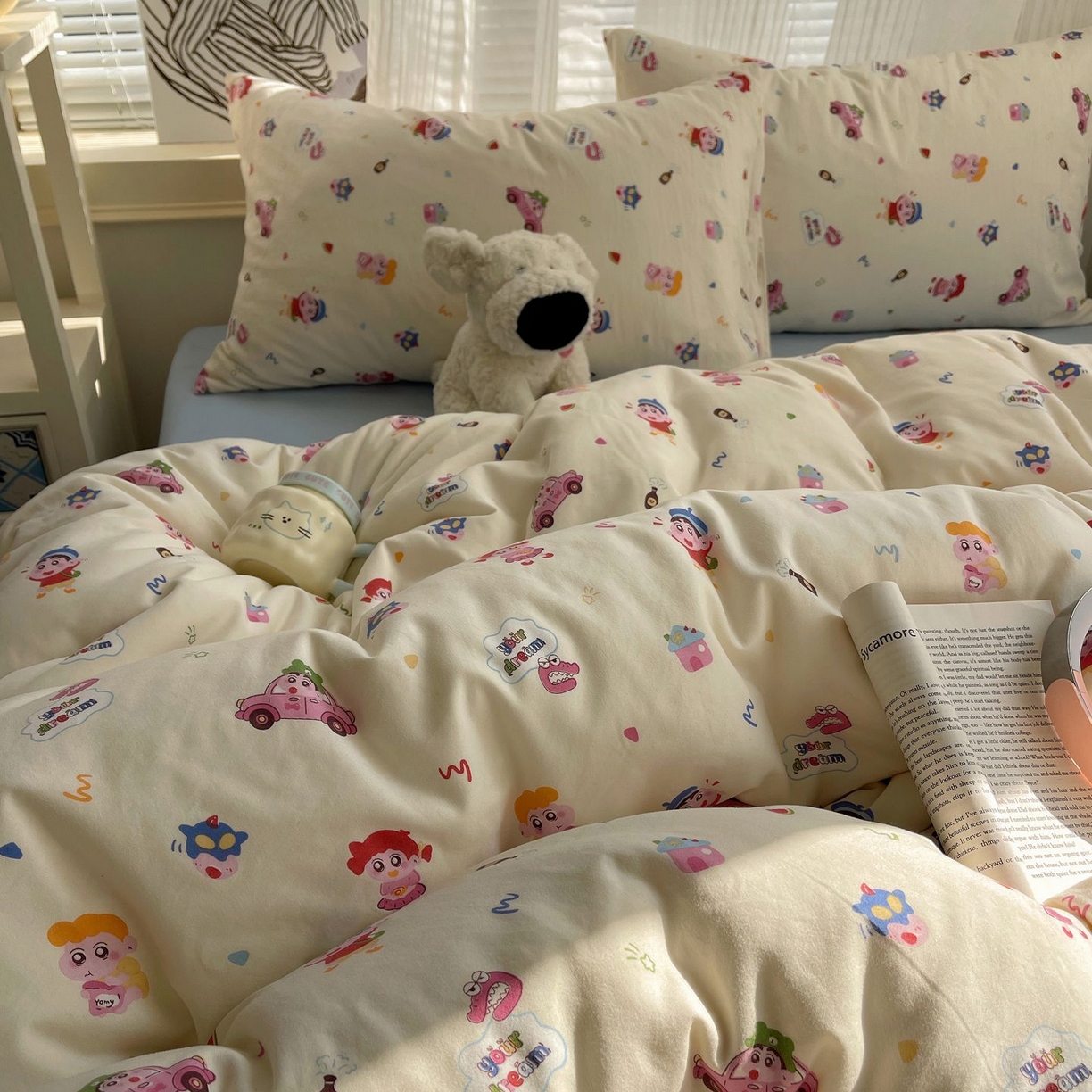 91家纺网 家纺一手货源 找家纺 初念 2026新款A类小清新古法简约水洗棉四件套 小新控