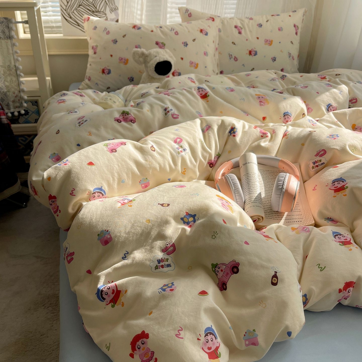 91家纺网 家纺一手货源 找家纺 初念 2026新款A类小清新古法简约水洗棉四件套 小新控