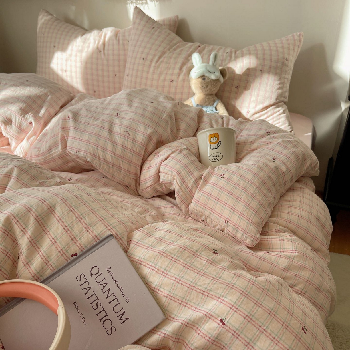 91家纺网 家纺一手货源 找家纺 初念 2026新款A类小清新古法简约水洗棉四件套 樱桃计划