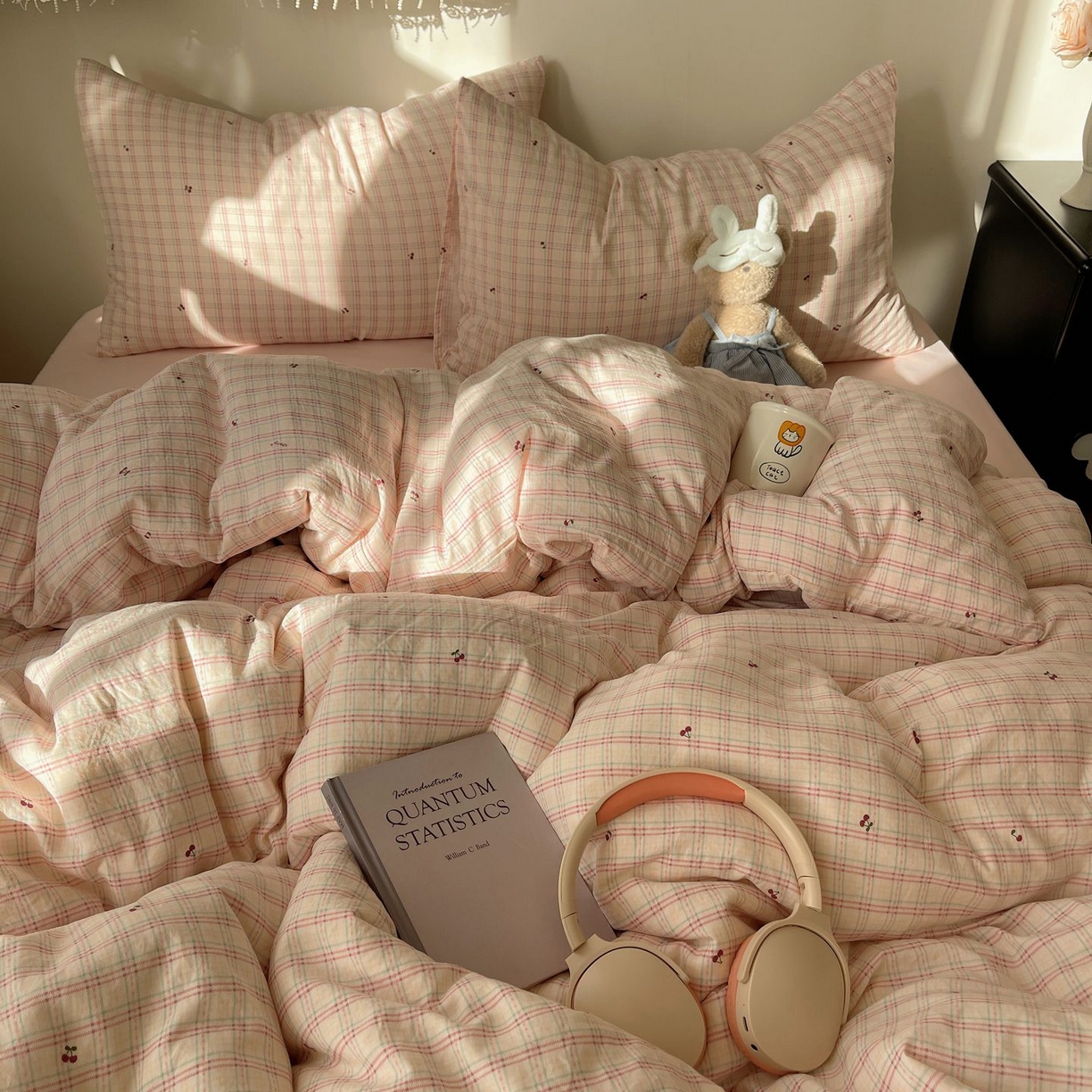 91家纺网 家纺一手货源 找家纺 初念 2026新款A类小清新古法简约水洗棉四件套 樱桃计划