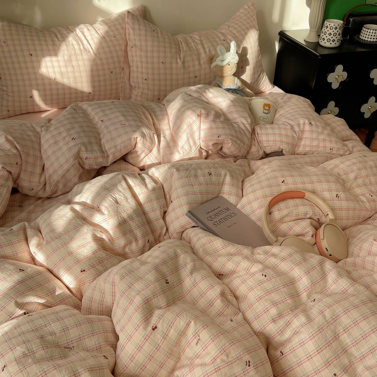 91家纺网 家纺一手货源 找家纺 初念 2026新款A类小清新古法简约水洗棉四件套 樱桃计划