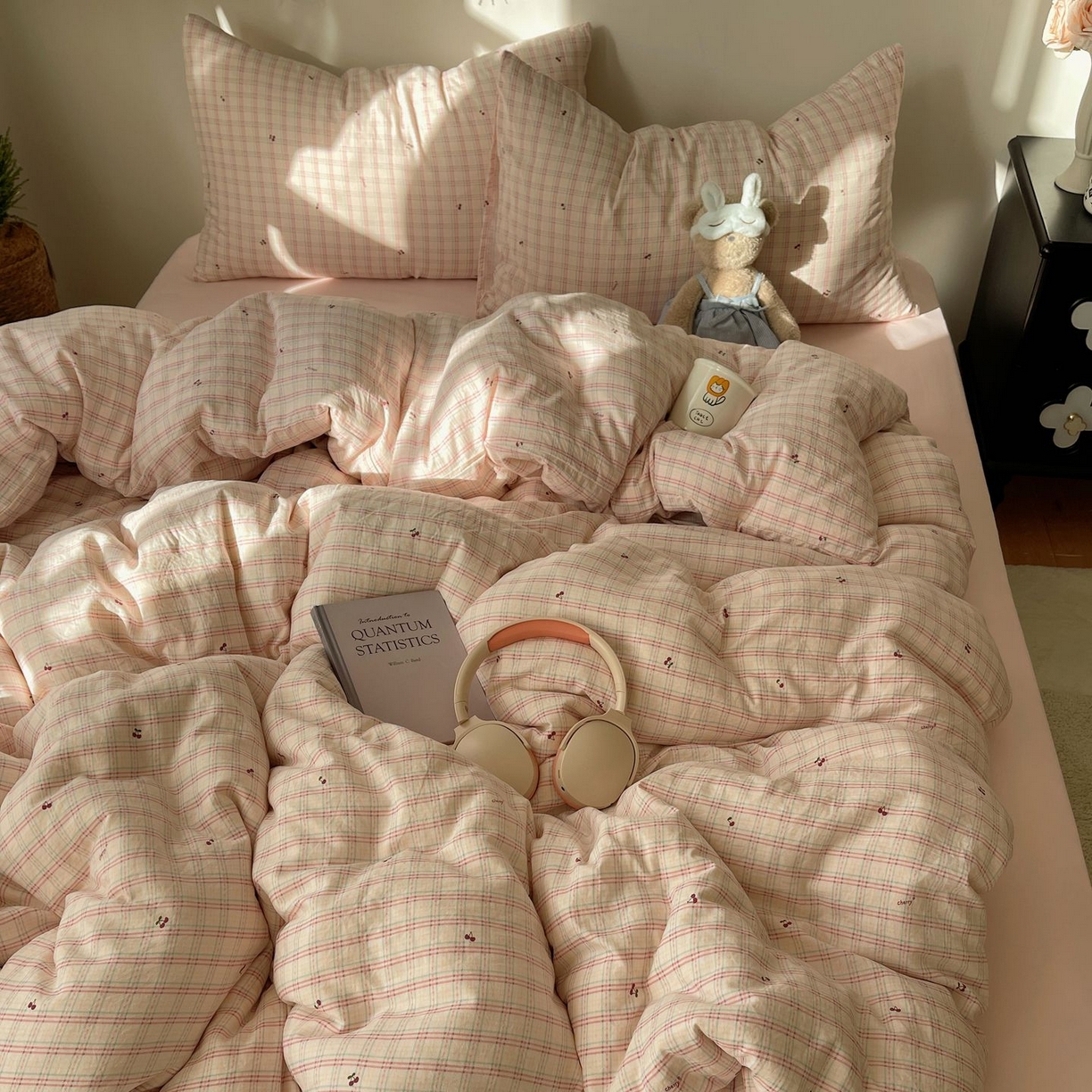 91家纺网 家纺一手货源 找家纺 初念 2026新款A类小清新古法简约水洗棉四件套 樱桃计划