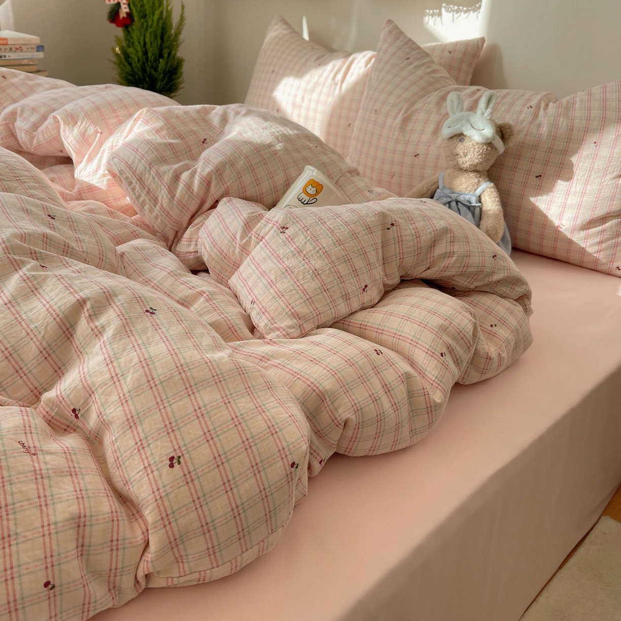 91家纺网 家纺一手货源 找家纺 初念 2026新款A类小清新古法简约水洗棉四件套 樱桃计划