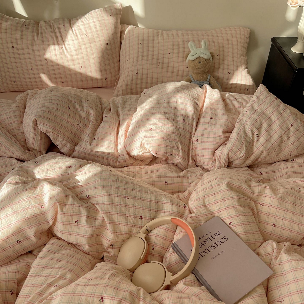 91家纺网 家纺一手货源 找家纺 初念 2026新款A类小清新古法简约水洗棉四件套 樱桃计划