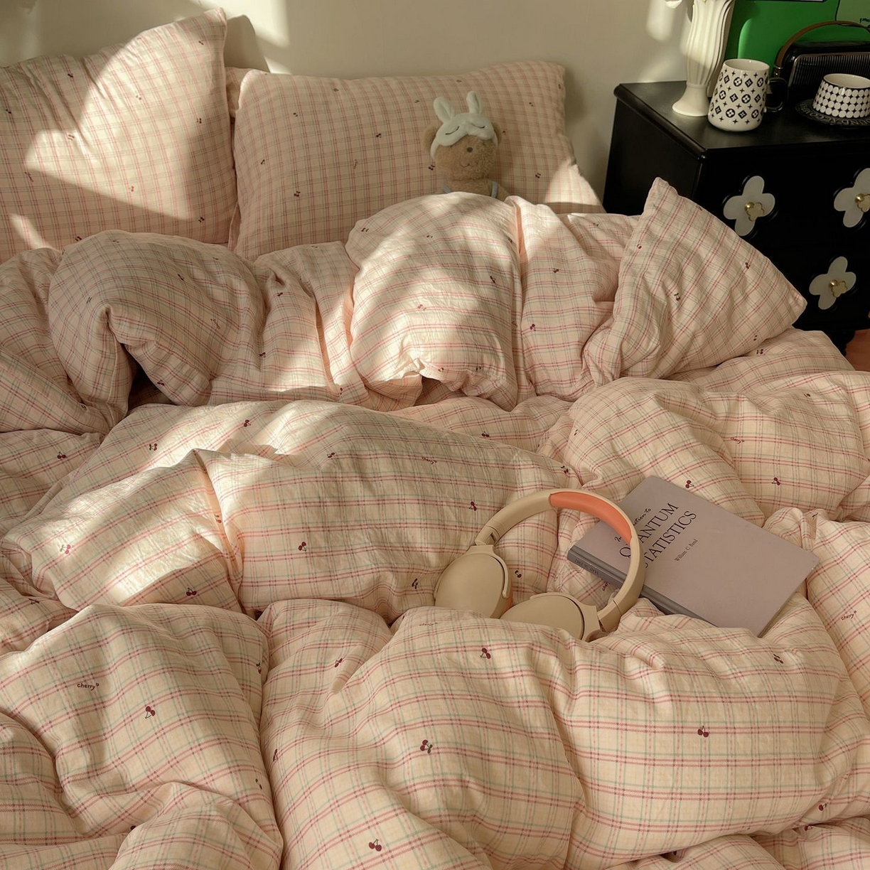 91家纺网 家纺一手货源 找家纺 初念 2026新款A类小清新古法简约水洗棉四件套 樱桃计划