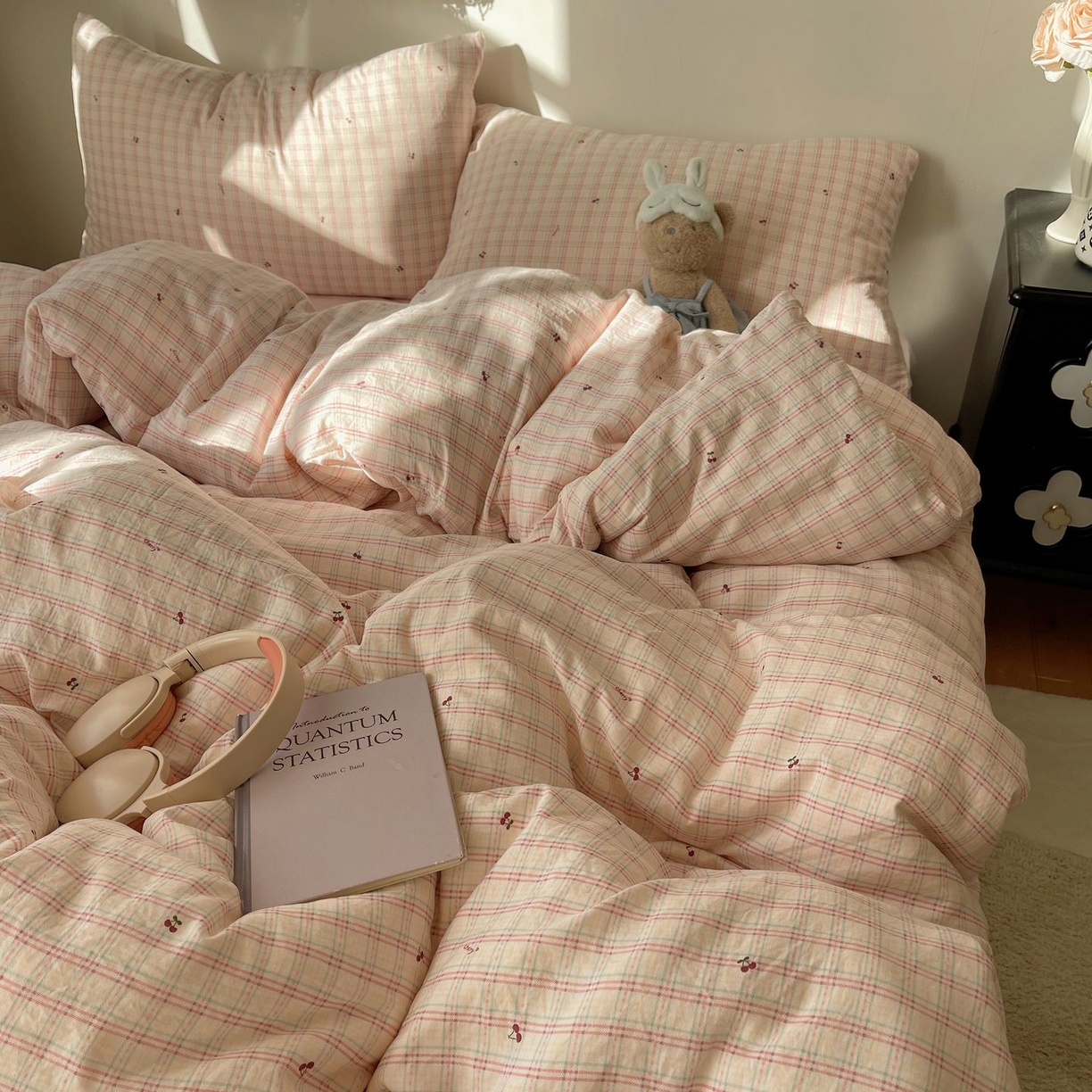 91家纺网 家纺一手货源 找家纺 初念 2026新款A类小清新古法简约水洗棉四件套 樱桃计划