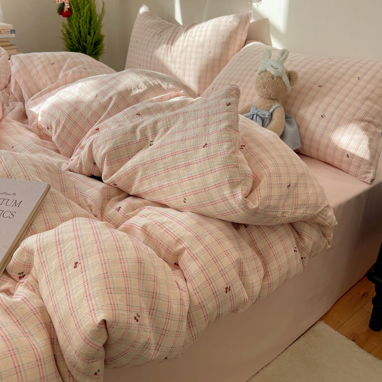 91家纺网 家纺一手货源 找家纺 初念 2026新款A类小清新古法简约水洗棉四件套 樱桃计划