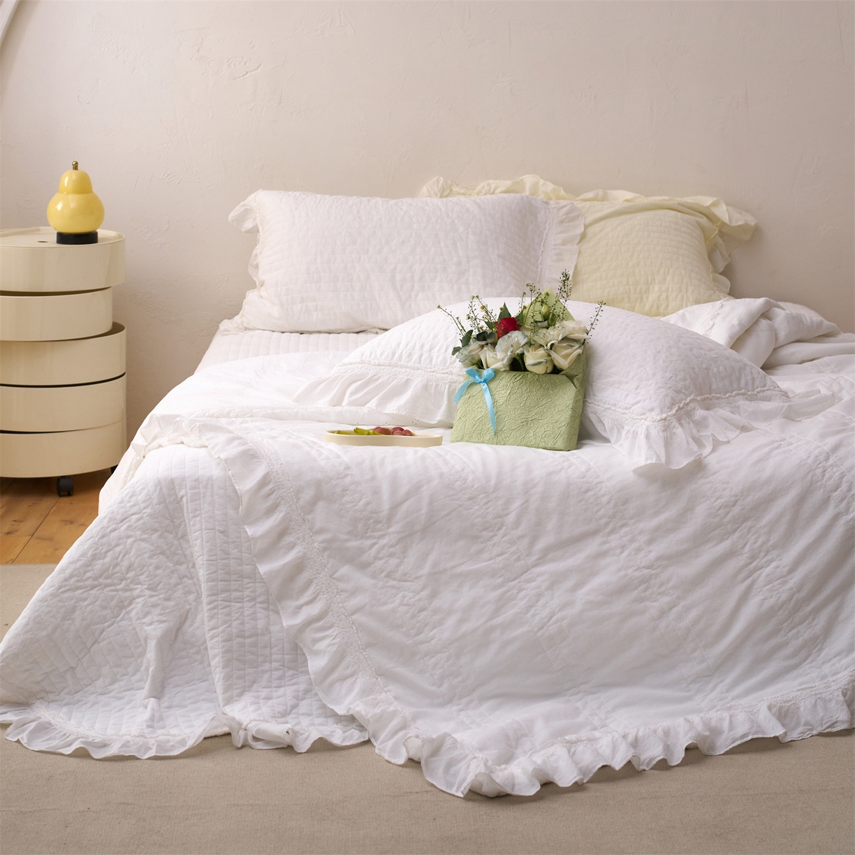 91家纺网 家纺一手货源 找家纺 上喜 2026新款全棉七代砂洗多功能夏被床盖 啵啵白