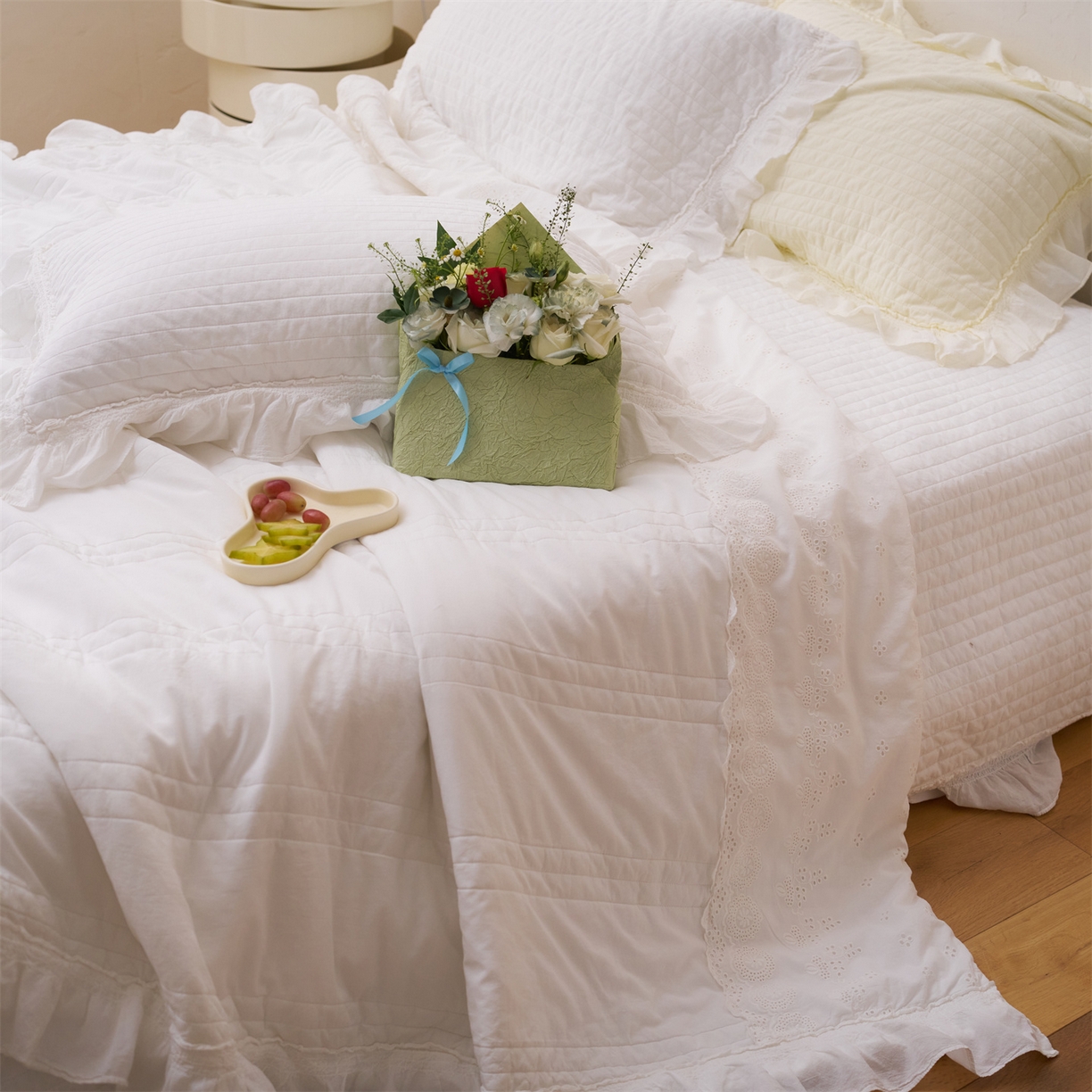 91家纺网 家纺一手货源 找家纺 上喜 2026新款全棉七代砂洗多功能夏被床盖 啵啵白