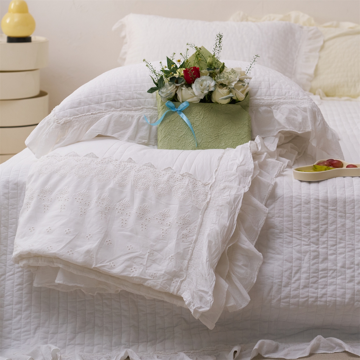 91家纺网 家纺一手货源 找家纺 上喜 2026新款全棉七代砂洗多功能夏被床盖 啵啵白