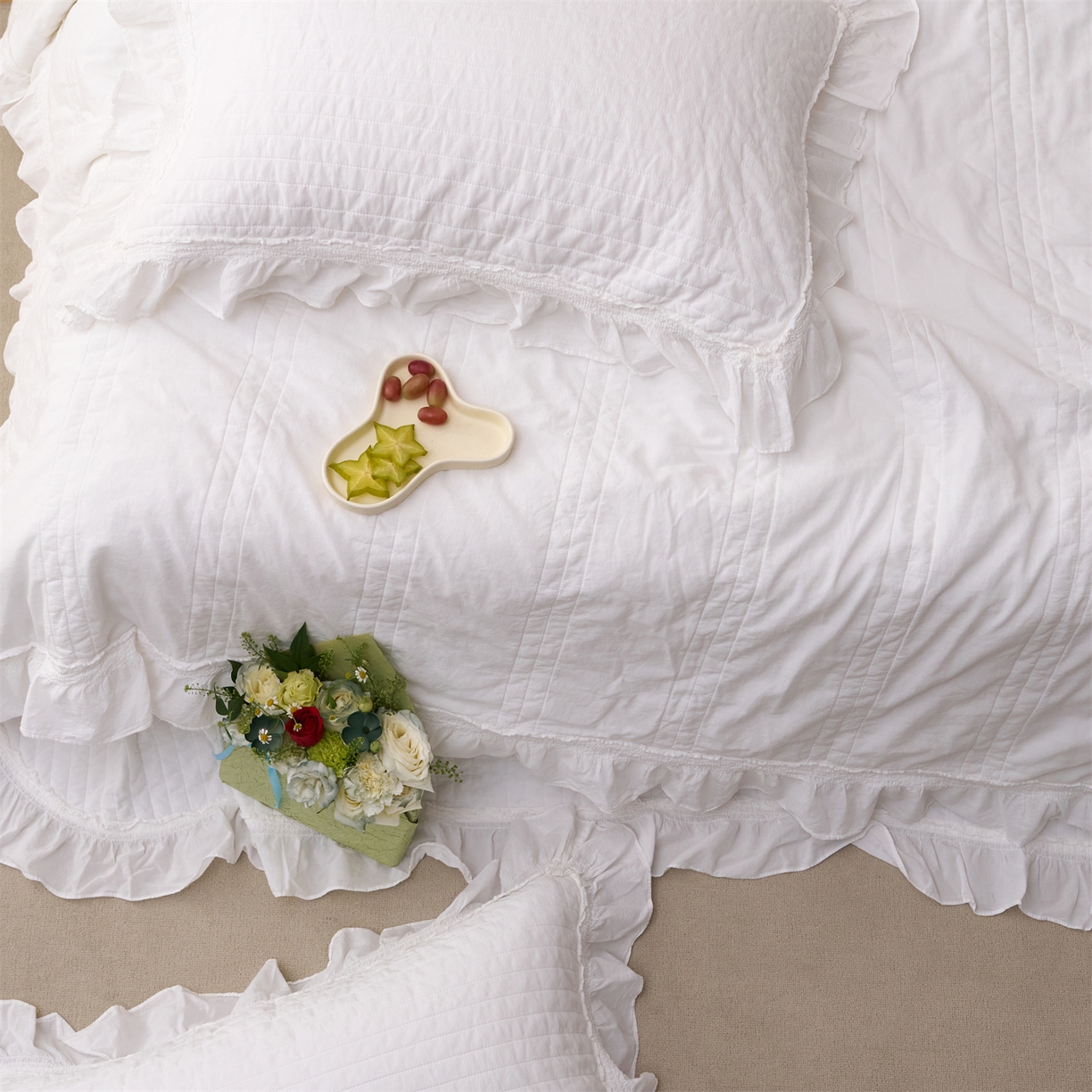 91家纺网 家纺一手货源 找家纺 上喜 2026新款全棉七代砂洗多功能夏被床盖 啵啵白