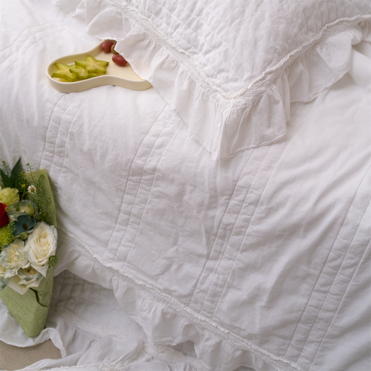 91家纺网 家纺一手货源 找家纺 上喜 2026新款全棉七代砂洗多功能夏被床盖 啵啵白