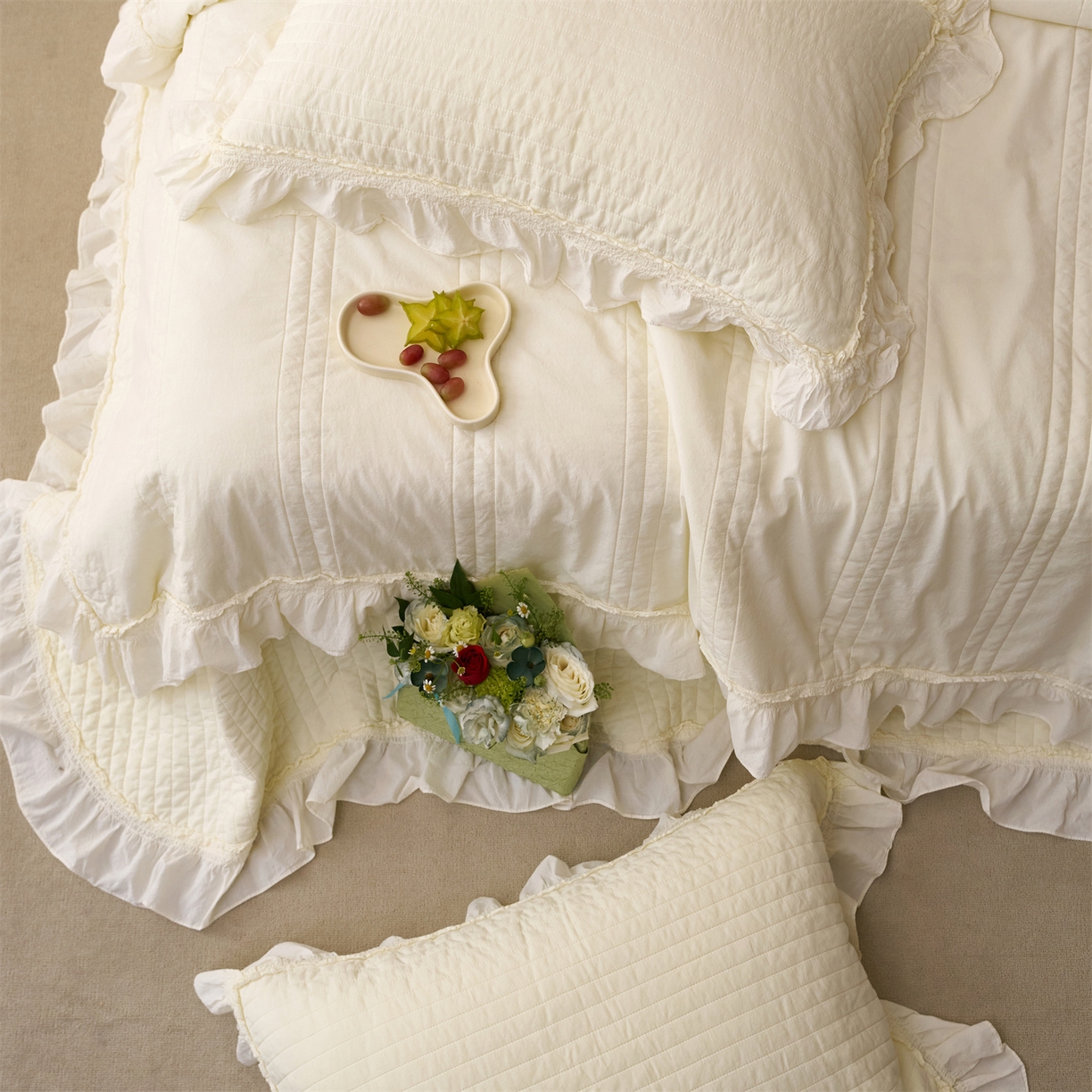 91家纺网 家纺一手货源 找家纺 上喜 2026新款全棉七代砂洗多功能夏被床盖 啵啵黄