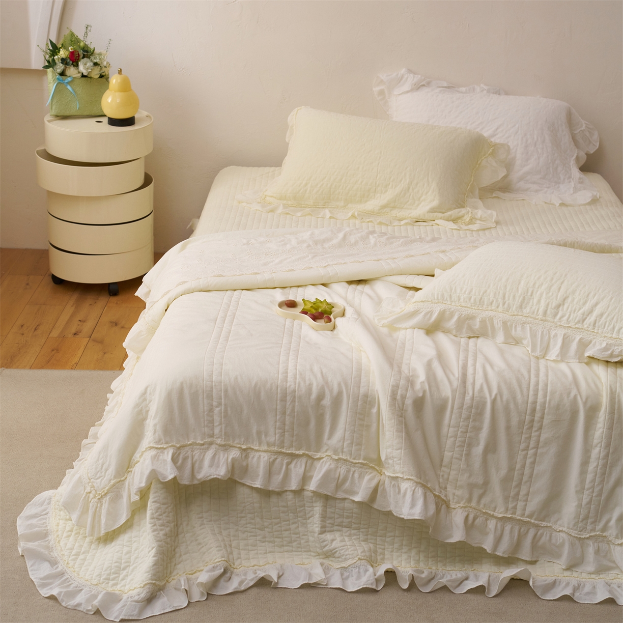 91家纺网 家纺一手货源 找家纺 上喜 2026新款全棉七代砂洗多功能夏被床盖 啵啵黄