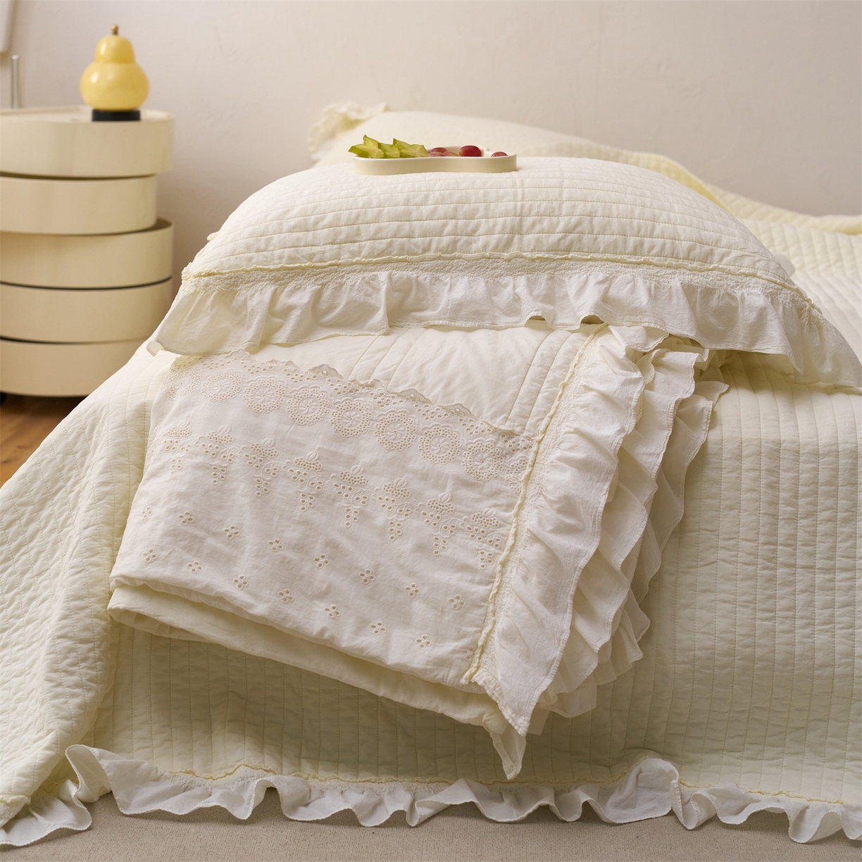 91家纺网 家纺一手货源 找家纺 上喜 2026新款全棉七代砂洗多功能夏被床盖 啵啵黄