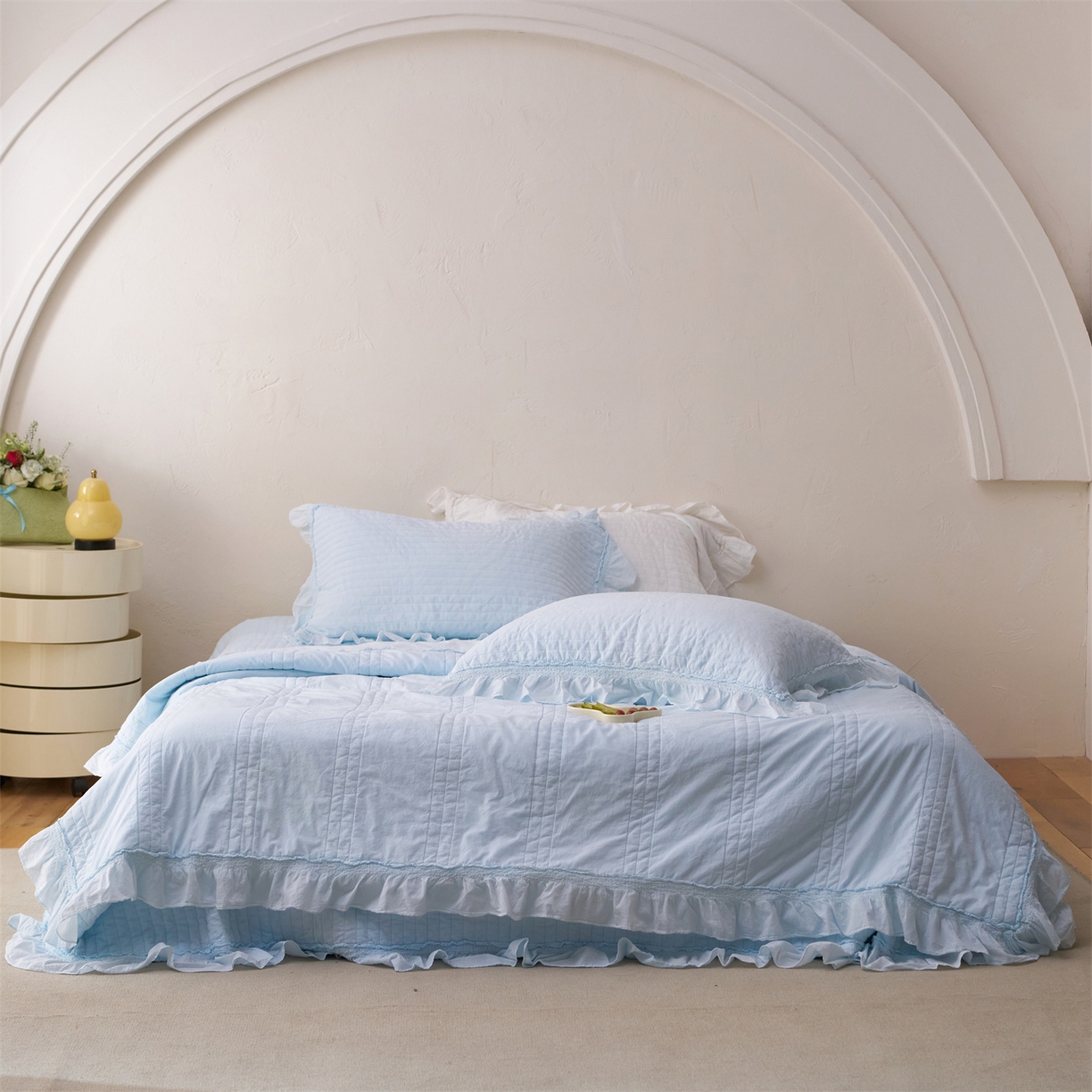上喜 2026新款全棉七代砂洗多功能夏被床盖 啵啵蓝