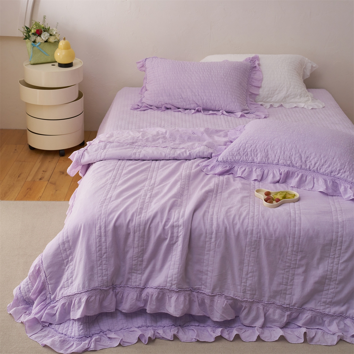 91家纺网 家纺一手货源 找家纺 上喜 2026新款全棉七代砂洗多功能夏被床盖 啵啵紫