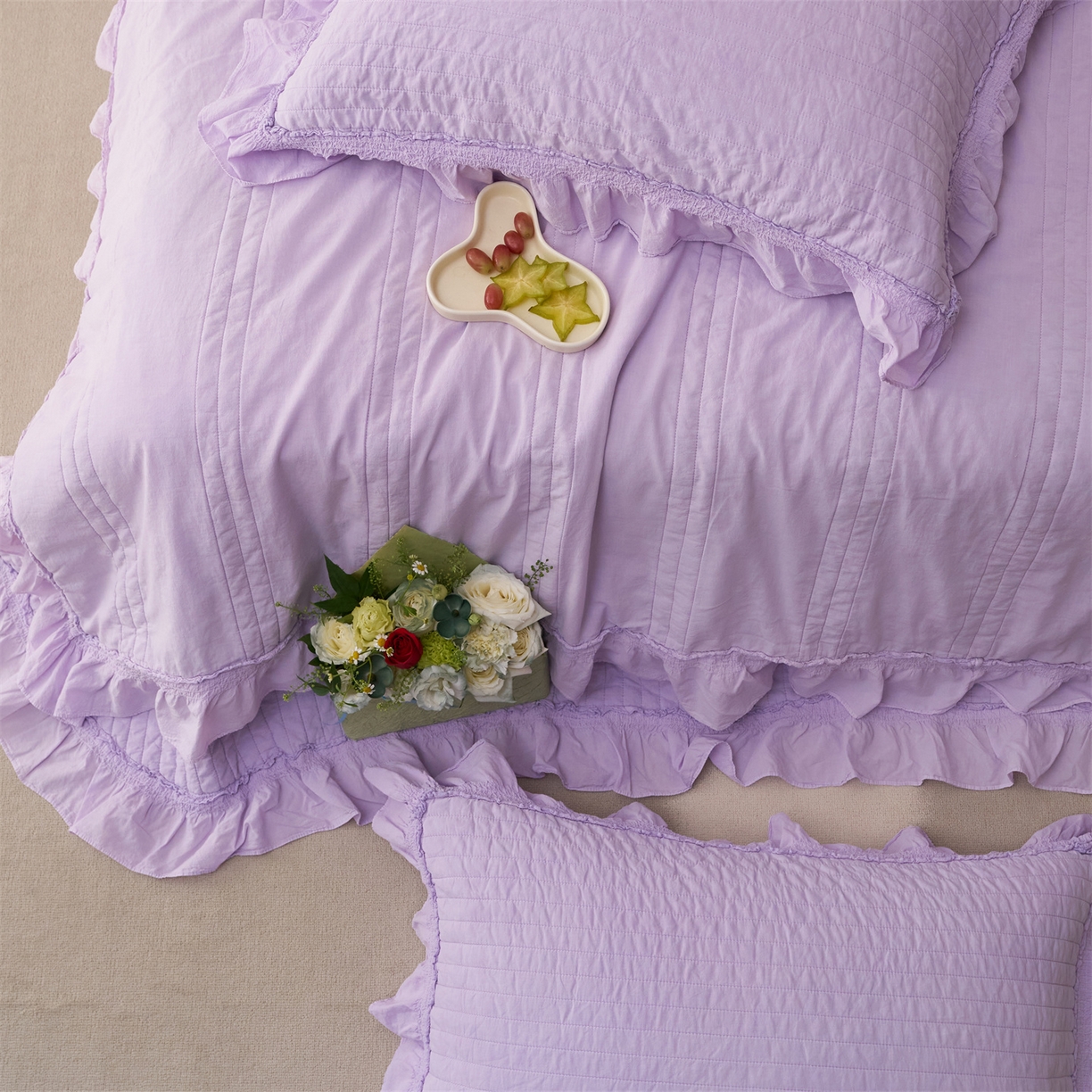 91家纺网 家纺一手货源 找家纺 上喜 2026新款全棉七代砂洗多功能夏被床盖 啵啵紫