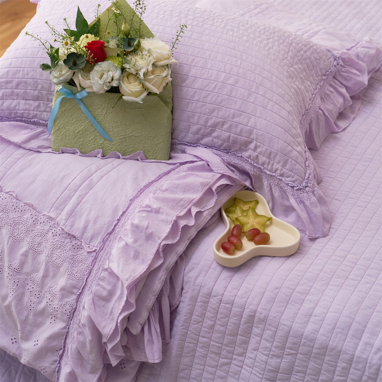 91家纺网 家纺一手货源 找家纺 上喜 2026新款全棉七代砂洗多功能夏被床盖 啵啵紫