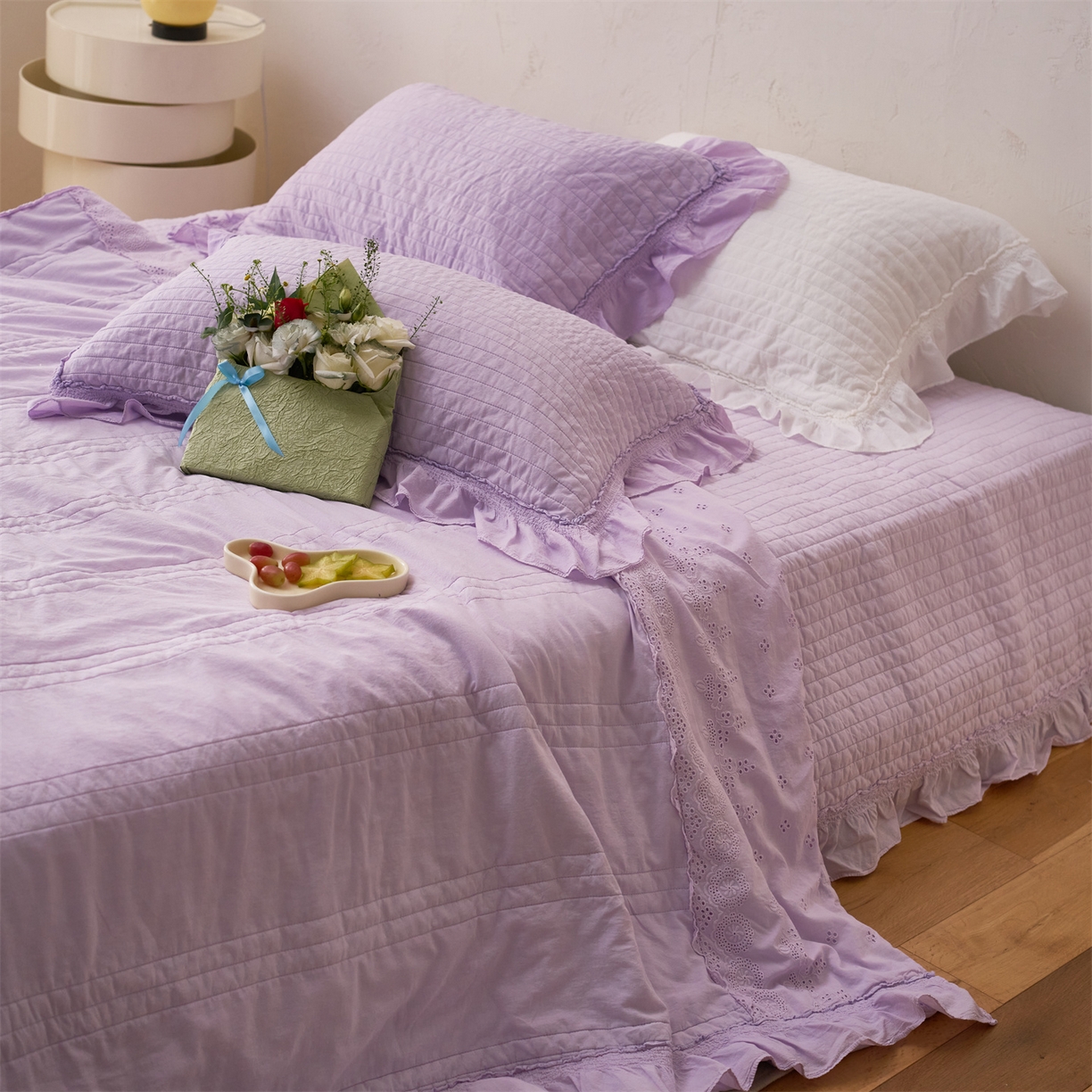 91家纺网 家纺一手货源 找家纺 上喜 2026新款全棉七代砂洗多功能夏被床盖 啵啵紫