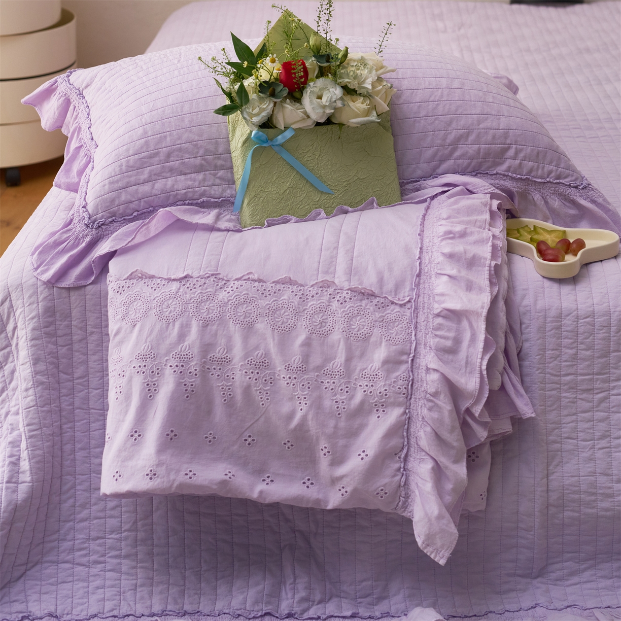 91家纺网 家纺一手货源 找家纺 上喜 2026新款全棉七代砂洗多功能夏被床盖 啵啵紫